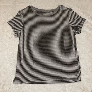 American Eagle Black, Grey and White Striped Soft and Sexy T-Shirt Size Medium